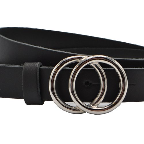 2.5cm brede zwarte riem met zilver kleurige gesp 