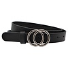 2.5cm brede zwarte riem met zilver kleurige gesp.
