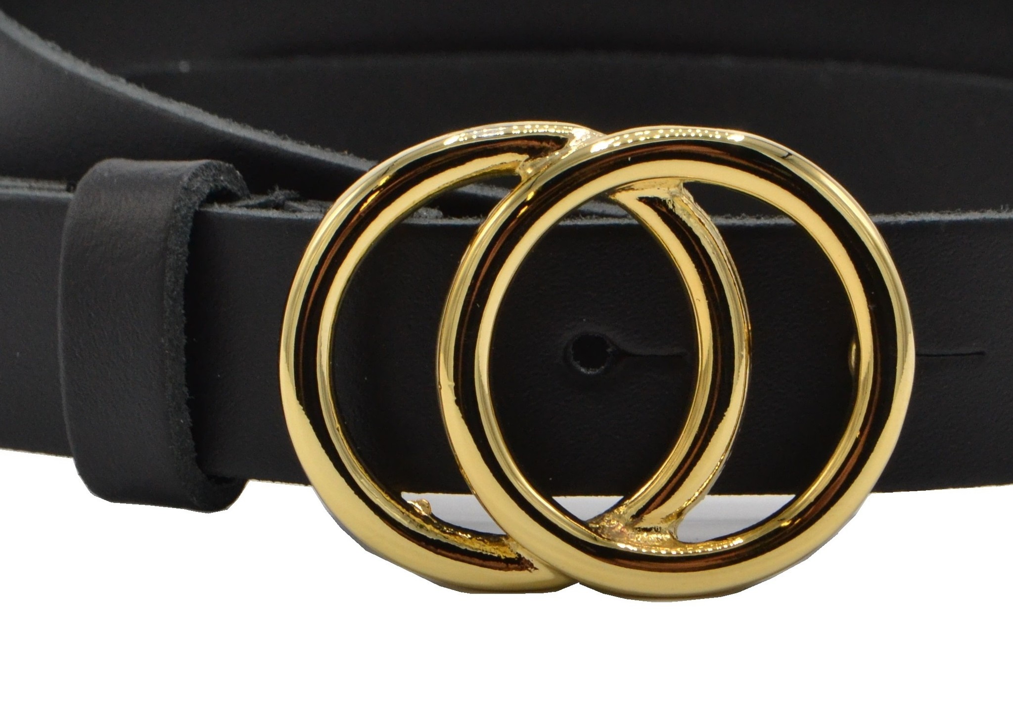 Rijp borst Vanaf daar 2.5cm zwarte riem met gouden gesp - trendy riem zoals Gucci - Riemen.nl