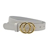 2.5cm brede witte riem met goud kleurige gesp.