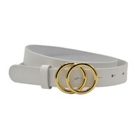 Leuke 2.5cm brede riem van splitleer met goud kleurige gesp.