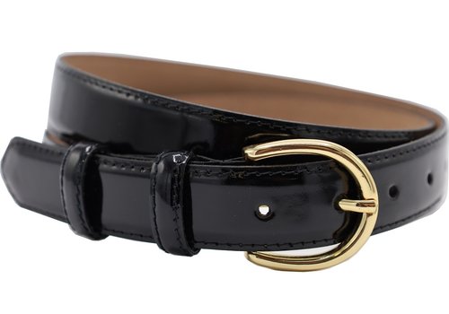 Bullock Zwarte smalle lak riem.