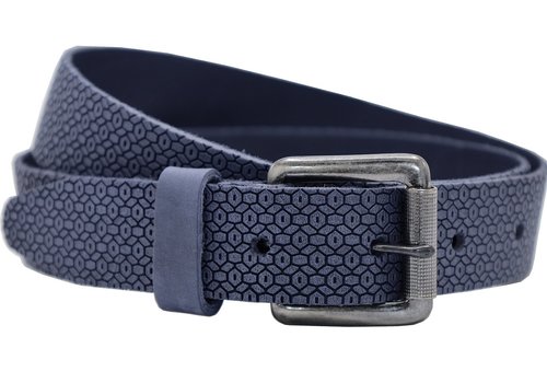 Rock 'n Rich Printriem van echt blauw leer.