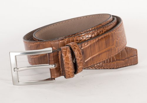 Bullock Nette hazelnoot cognac riem met krokodillenprint. Bullock Nette hazelnoot cognac riem met krokodillenprint.