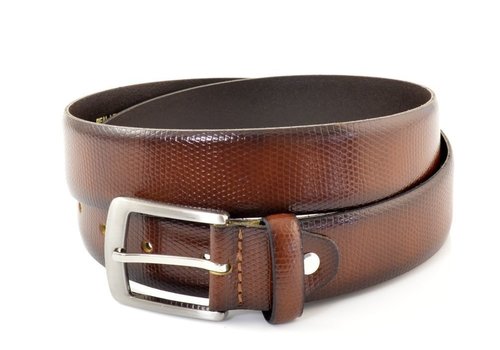 Bullock Cognac nette herenriem met hagedis print Bullock Cognac nette herenriem met hagedis print