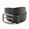 Cornerstone Zwarte casual riem van 4cm breed met gaatjesprint. Italiaans nerfleer en nikkelvrije gesp