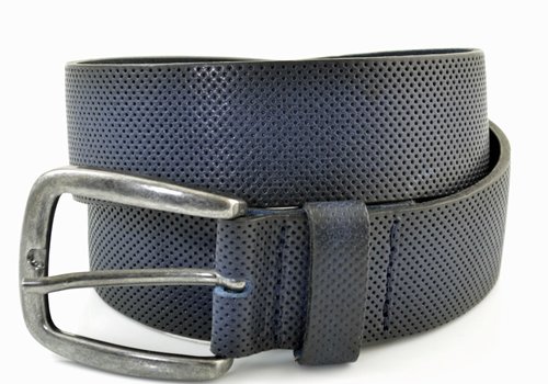 Cornerstone 4cm brede blauwe riem. Italiaans nerf leer.