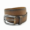 Cornerstone Zand kleurige casual riem van 4cm breed met gaatjesprint. Italiaans nerfleer en nikkelvrije gesp