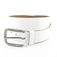 Witte riem van 4cm breed. Gemaakt van plantaardig gelooid leer. Mooie kwaliteit met zwarte vintage gesp.