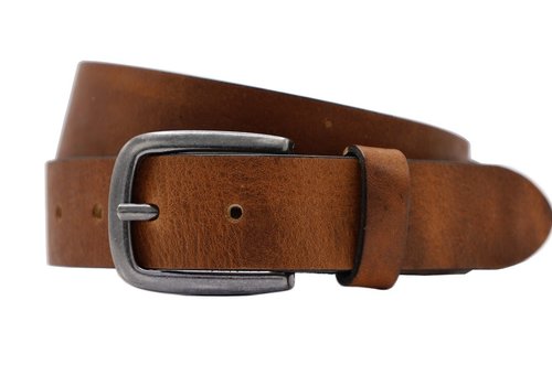 Scotts Bluf 3.5cm brede cognac riem van Italiaans nerf leer .