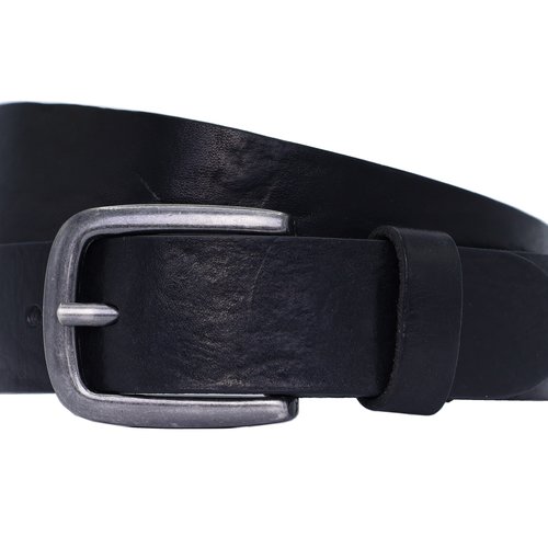 3.5cm brede Zwarte riem van Italiaans nerf leer . 