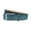 Scotts Bluf 3.5cm brede groen-blauwe riem van  echt suede leer.
