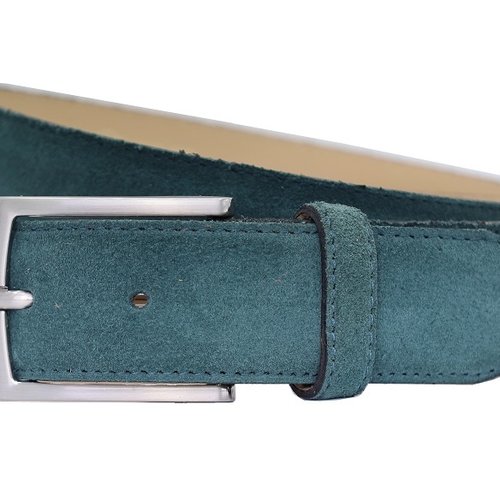 groen-blauwe suede riem 