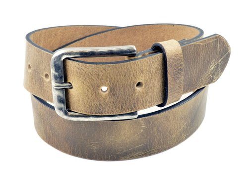 Scotts Bluf beige kreuk leer riem. Scotts Bluf beige kreuk leer riem.