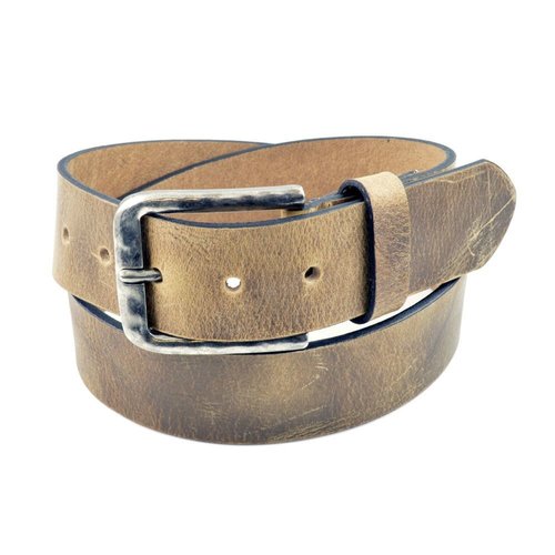 beige kreuk leer riem. 