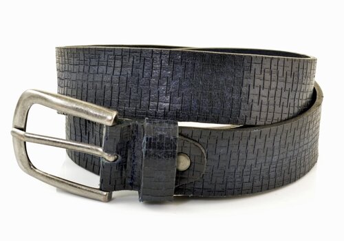 Cornerstone Blauw 3,5cm brede riem gemaakt van Italiaans leer met een mooi patroon.
