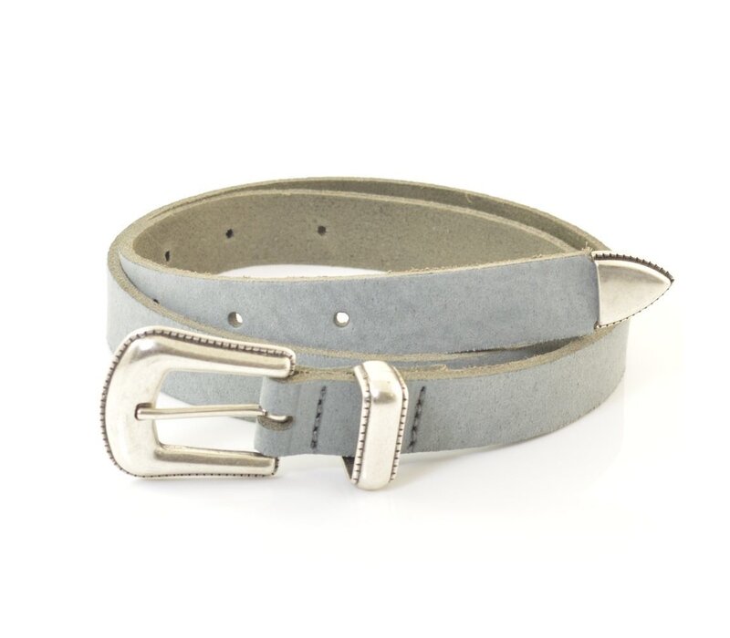 2cm brede licht blauwe kinderriem van kidzzbelt . Speelse riem met een western lintje.