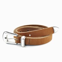 2cm brede cognac kinderriem van kidzzbelt . Speelse riem met een western lintje.