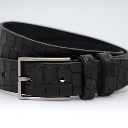 3,5cm luxe Kroko print zwarte leren riem 