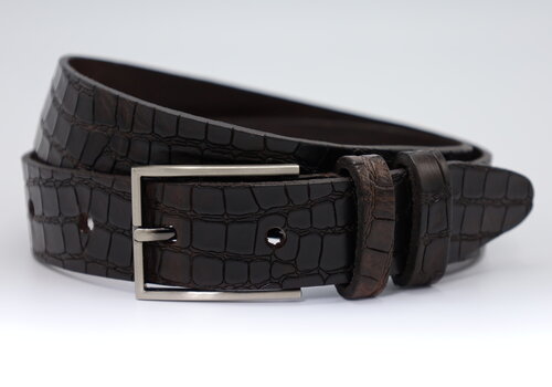 Scotts Bluf 3,5cm luxe Kroko print bruine leren riem