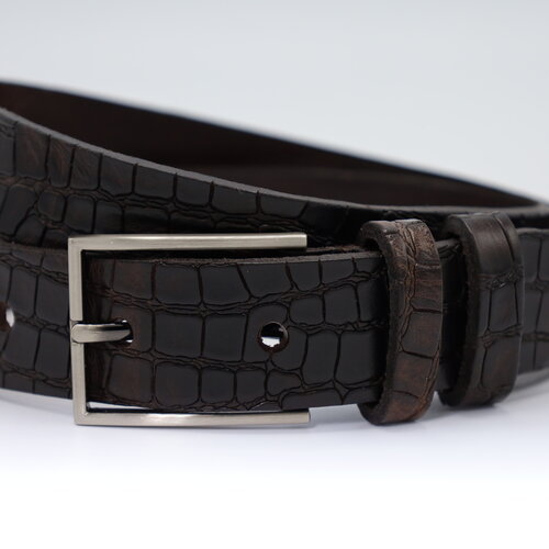 3,5cm luxe Kroko print bruine leren riem 