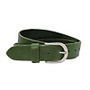 Nette groene 3,5 cm brede damesriem met ronde zilvere gesp