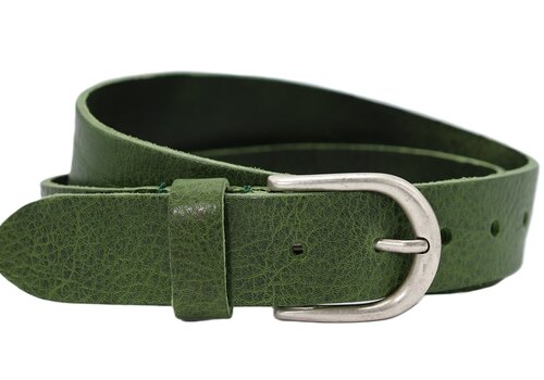 Rock 'n Rich Nette groene 3,5 cm brede damesriem met ronde zilvere gesp Rock 'n Rich Nette groene 3,5 cm brede damesriem met ronde zilvere gesp