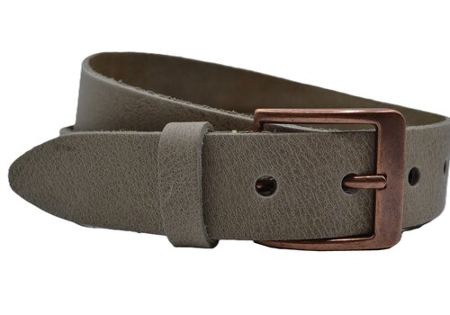 Scotts Bluf taupe italiaans volnerf lederen met bronze gesp Scotts Bluf taupe italiaans volnerf lederen met bronze gesp
