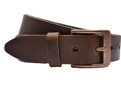 Scotts Bluf bruine italiaans volnerf lederen riem met bronzen gesp Scotts Bluf bruine italiaans volnerf lederen riem met bronzen gesp