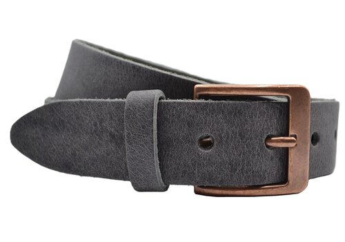 Scotts Bluf Grijze italiaans volnerf lederen riem met bronzen gesp Scotts Bluf Grijze italiaans volnerf lederen riem met bronzen gesp