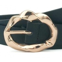 Joss Mode zwarte 2.5cm brede vegan leer riem met gouden gesp .