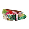 Rock 'n Rich 3,5cm brede riem met kleurrijke bloemenprint. Echt krakkelee leer.