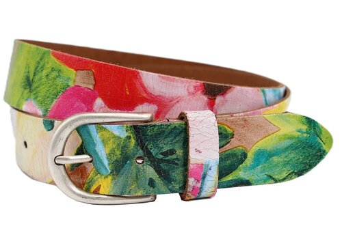Rock 'n Rich Kleurrijke riem 35mm breed en oud zilveren gesp Rock 'n Rich Kleurrijke riem 35mm breed en oud zilveren gesp