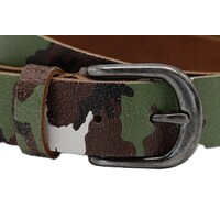 3,5cm brede riem van echt leer met camouflageprint