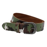 3,5cm brede riem van echt leer met camouflageprint