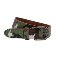 3,5cm brede riem van echt leer met camouflageprint