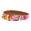 Rock 'n Rich 2 cm brede riem met kleurrijke bloemenprint. Echt Nederlands krakkelee leer.