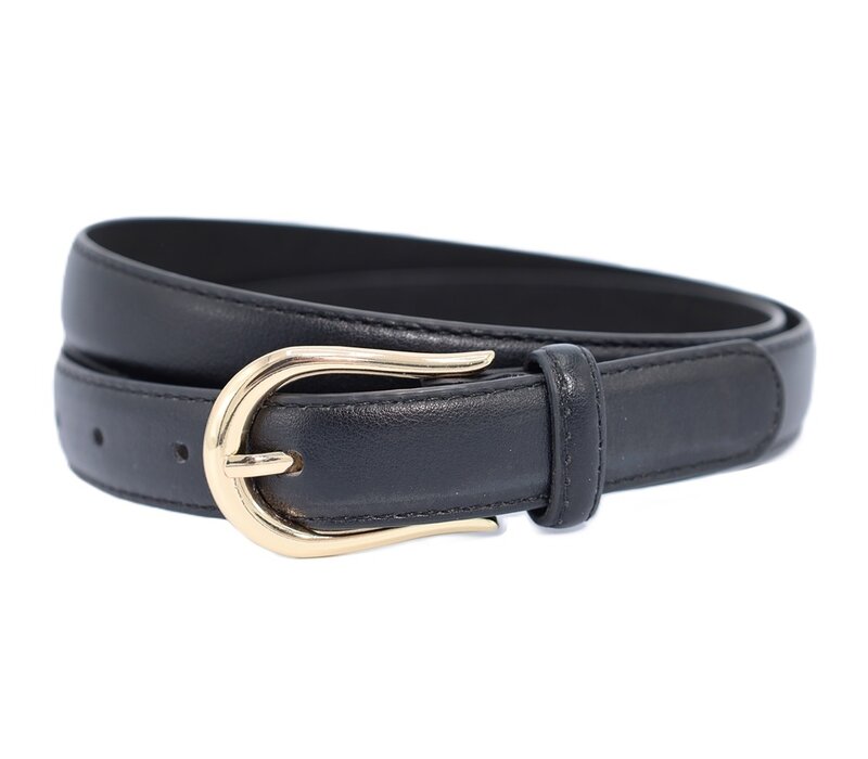 Joss Mode zwarte 2 cm brede vegan leer riem met gouden gesp .