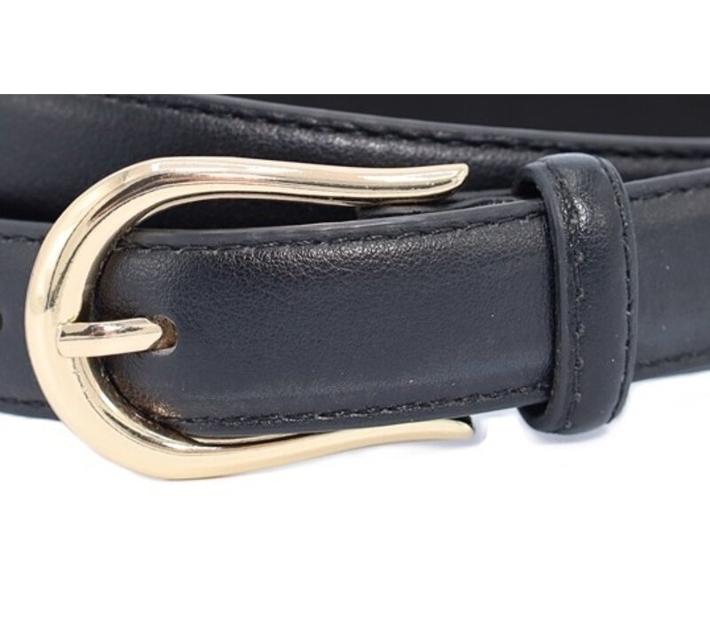Joss Mode zwarte 2 cm brede vegan leer riem met gouden gesp .