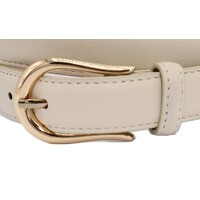 Joss Mode beige 2 cm brede vegan leer riem met gouden gesp .