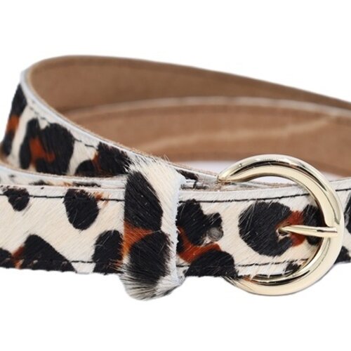 luipaard print riem met gouden gesp. 