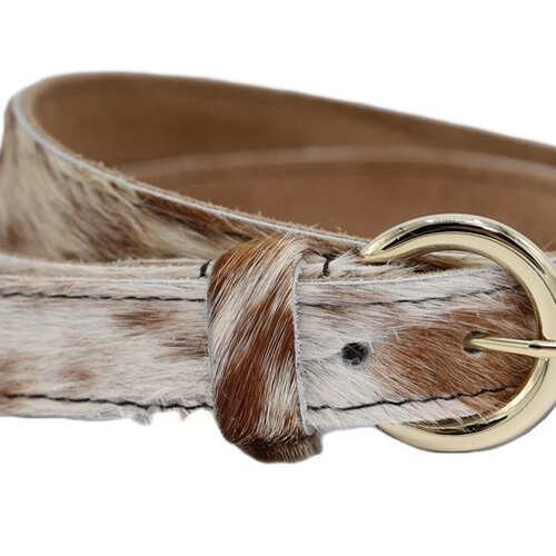 Wit bruine koehuid  riem. 