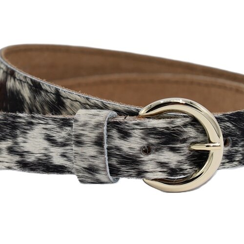 Wit zwarte koehuid  riem. 