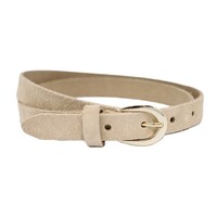 Joss Mode beige 2 cm brede riem afgewerkt met gouden gesp.