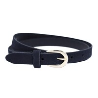 Joss Mode zwarte 2 cm brede riem afgewerkt met gouden gesp.
