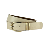 Elvy Fashion beige 3 cm brede riem afgewerkt met gouden gesp en lussen.