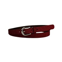 Elvy Fashion rode glitter riem. 2cm breed met gouden gesp.