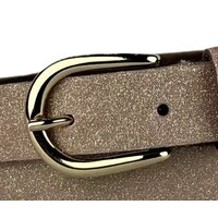 Elvy Fashion roze glitter riem. 2cm breed met gouden gesp.