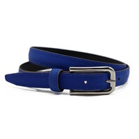 Kobalt blauwe Italiaans leren damesriem. 2cm breed en in kleur rondgestikt.