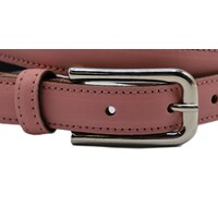 Roze Italiaans leren damesriem. 2cm breed en in kleur rondgestikt.